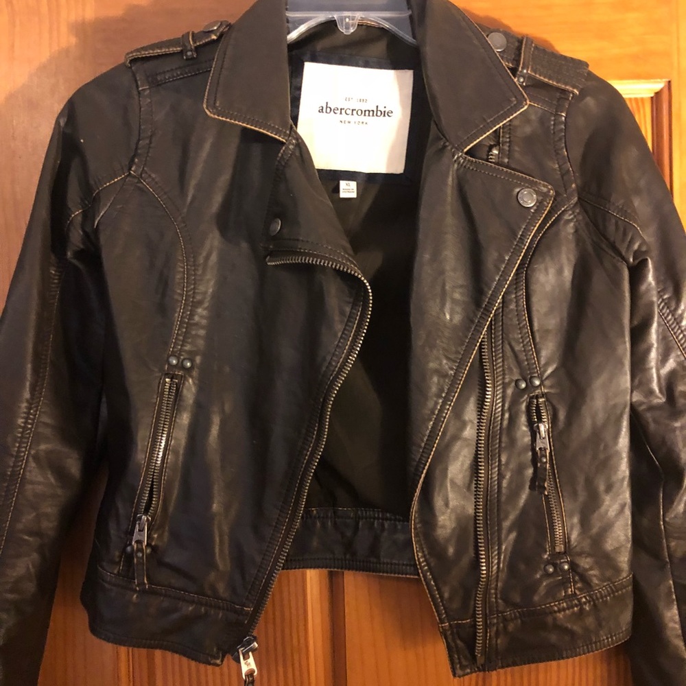 Brown Abercrombie soft buttery pleather jacket